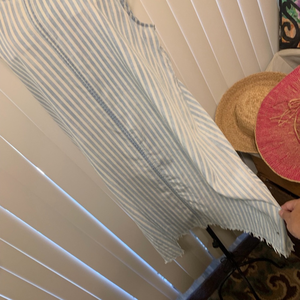 The Southern Shirt Company Light Blue & White Sleeveless Striped Midi Dress - Picture 8 of 12